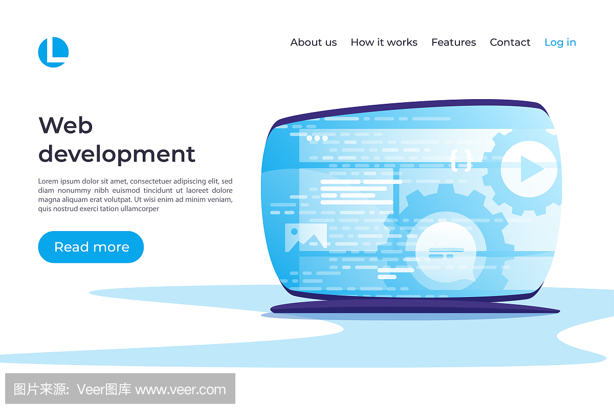 Web開發(fā)矢量概念。著陸頁(yè)模板。